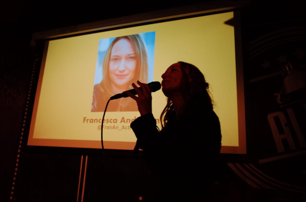Actress speaking at a networking event